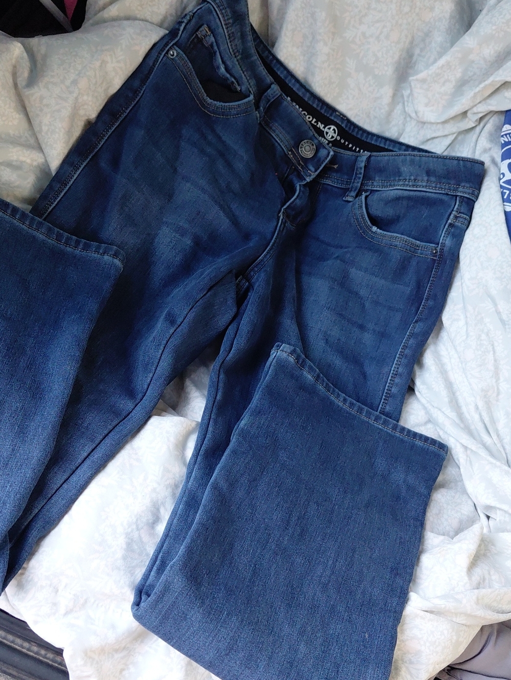 Dark Blue Straight Leg Jeans with Subtle Wash